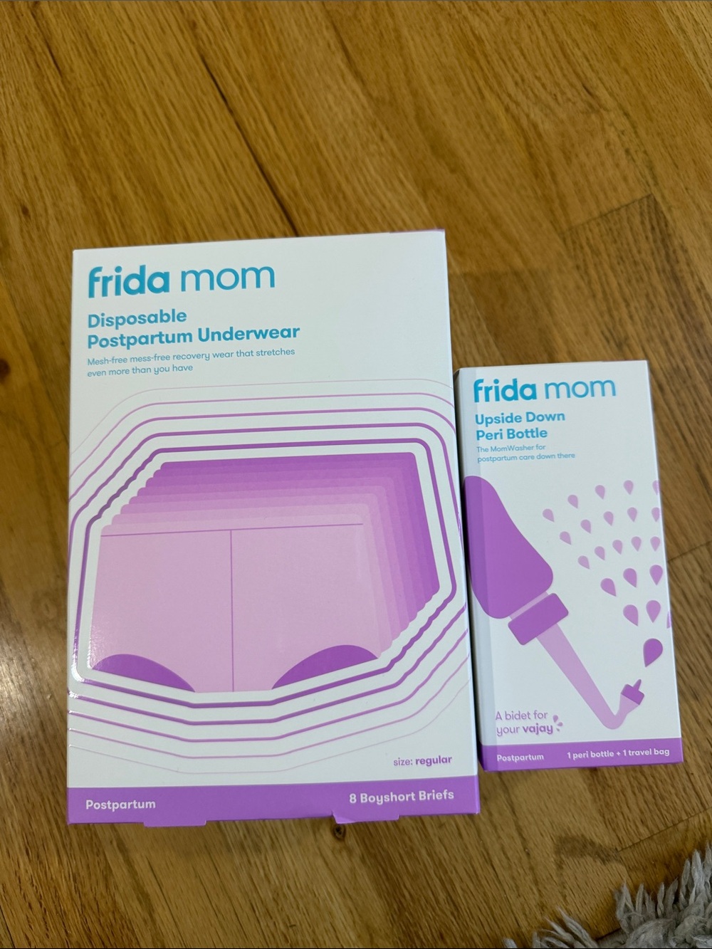 Disposable Postpartum Underwear & Upside Down Peri Bottle - Purple